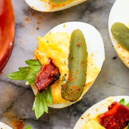 Bloody Mary Deviled Eggs