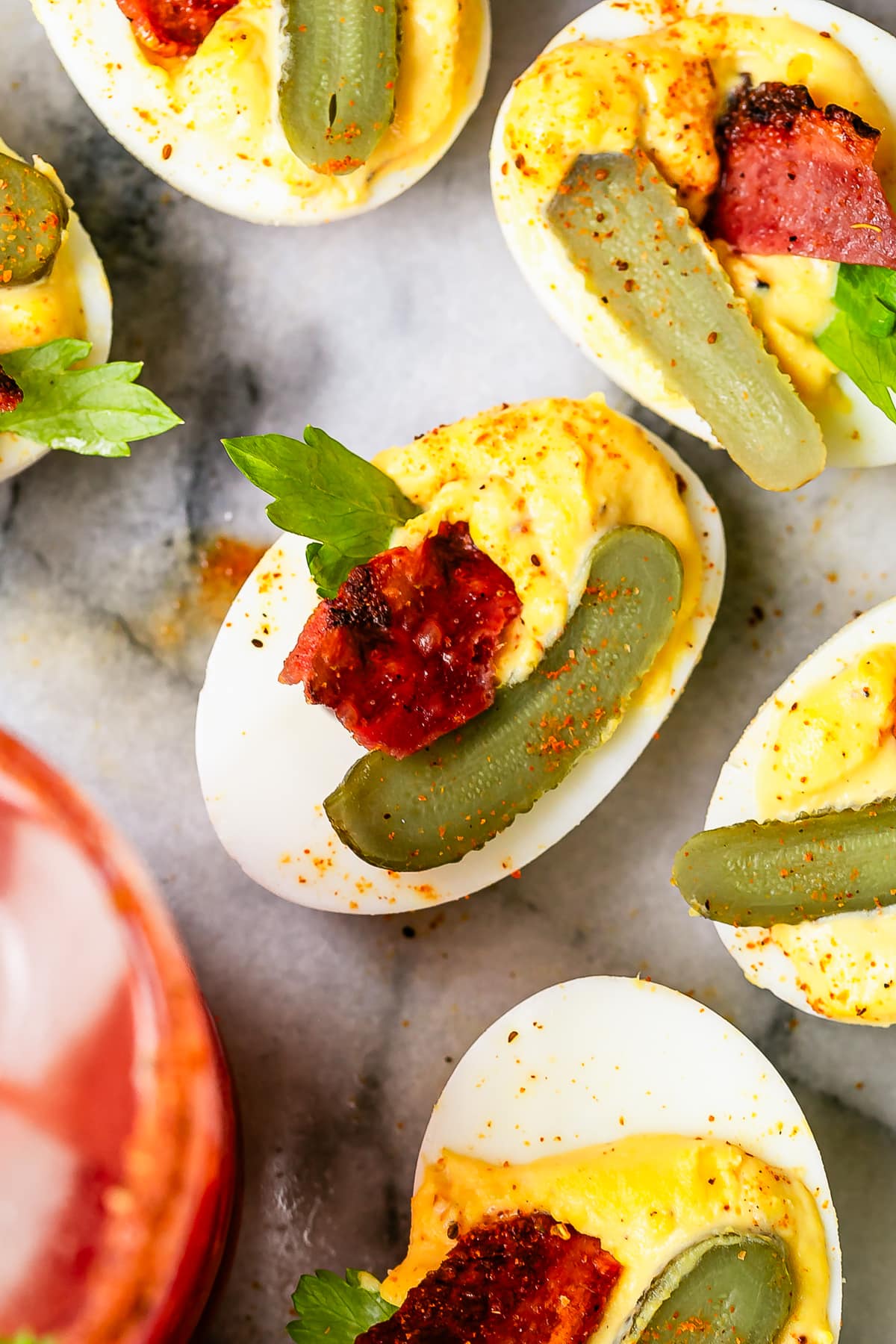 Bloody Mary Deviled Eggs