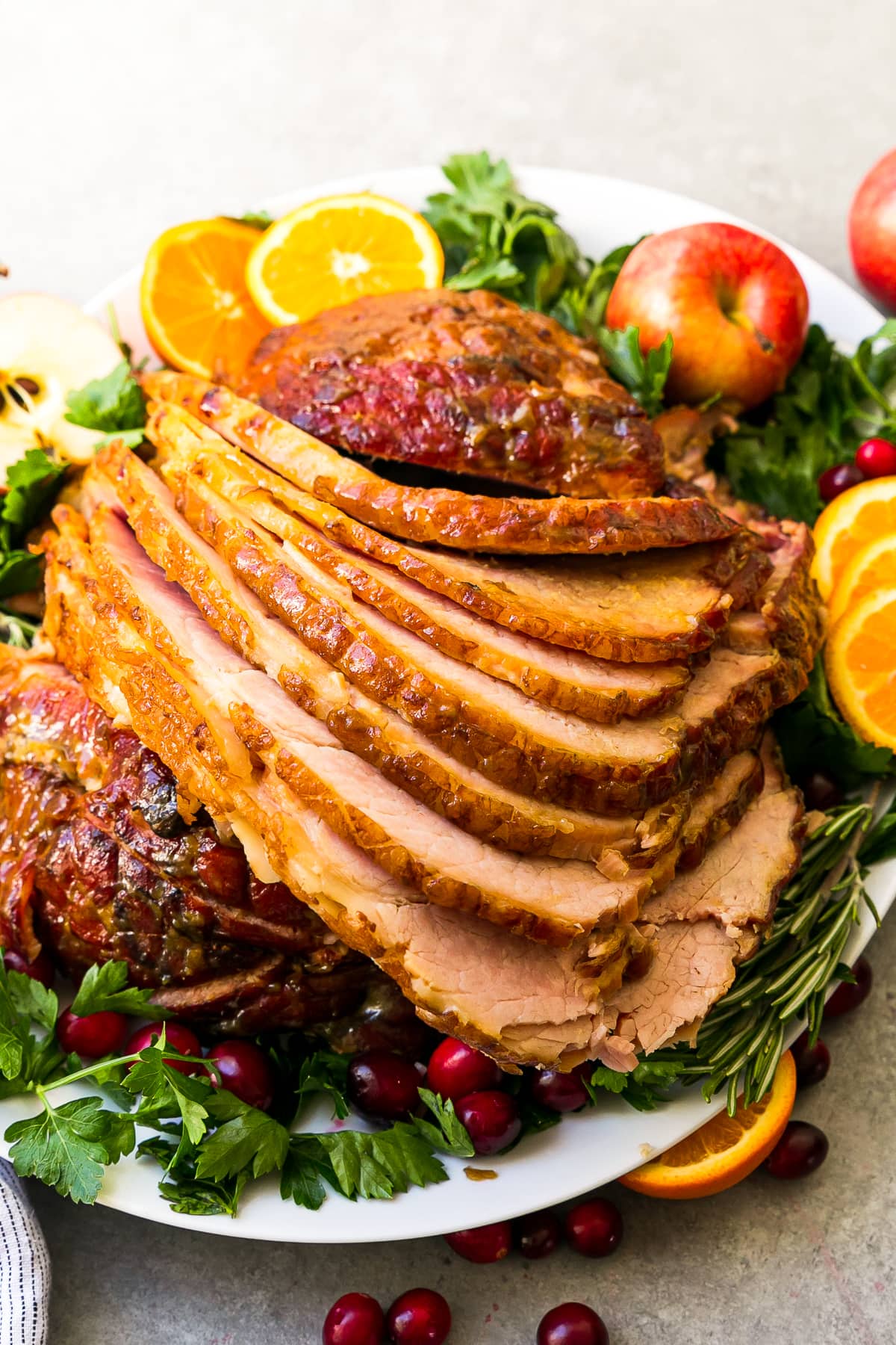 Baked Honey-Mustard Ham with apples