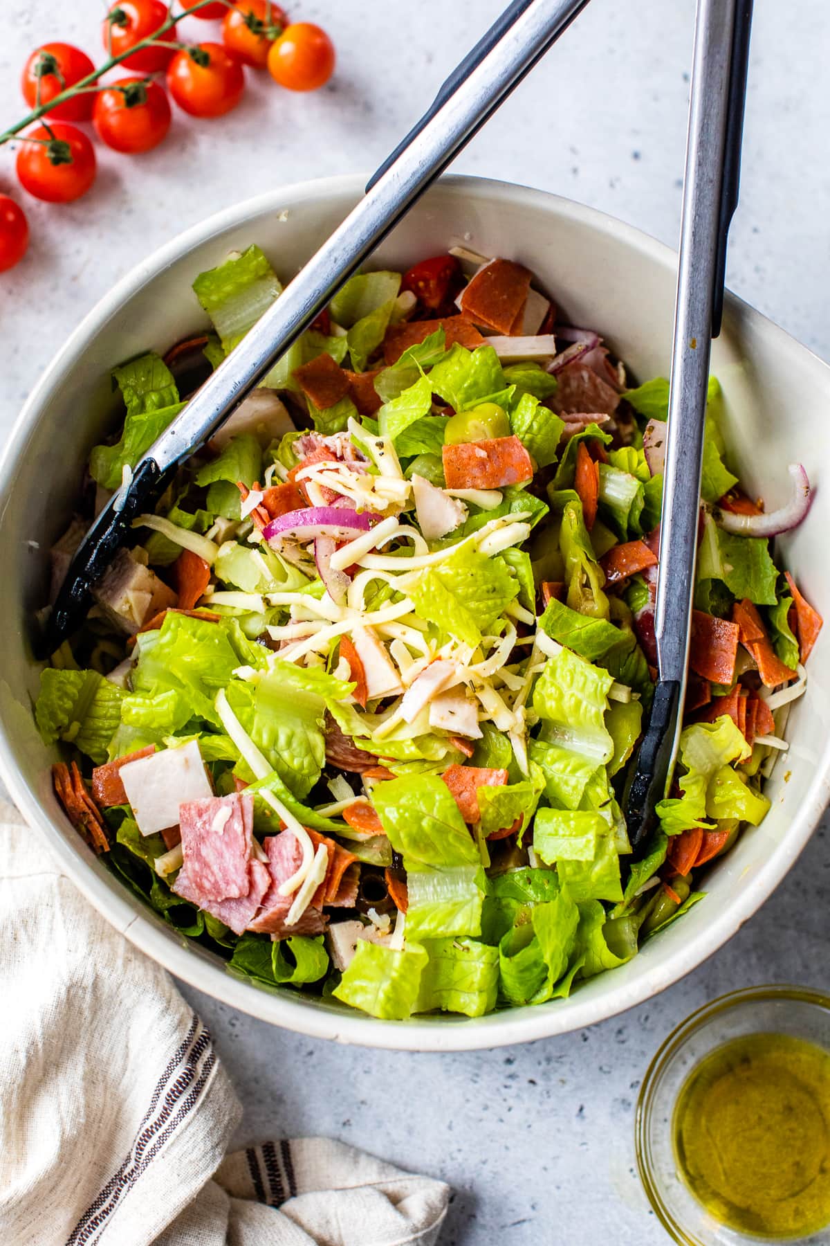 tossing Italian salad