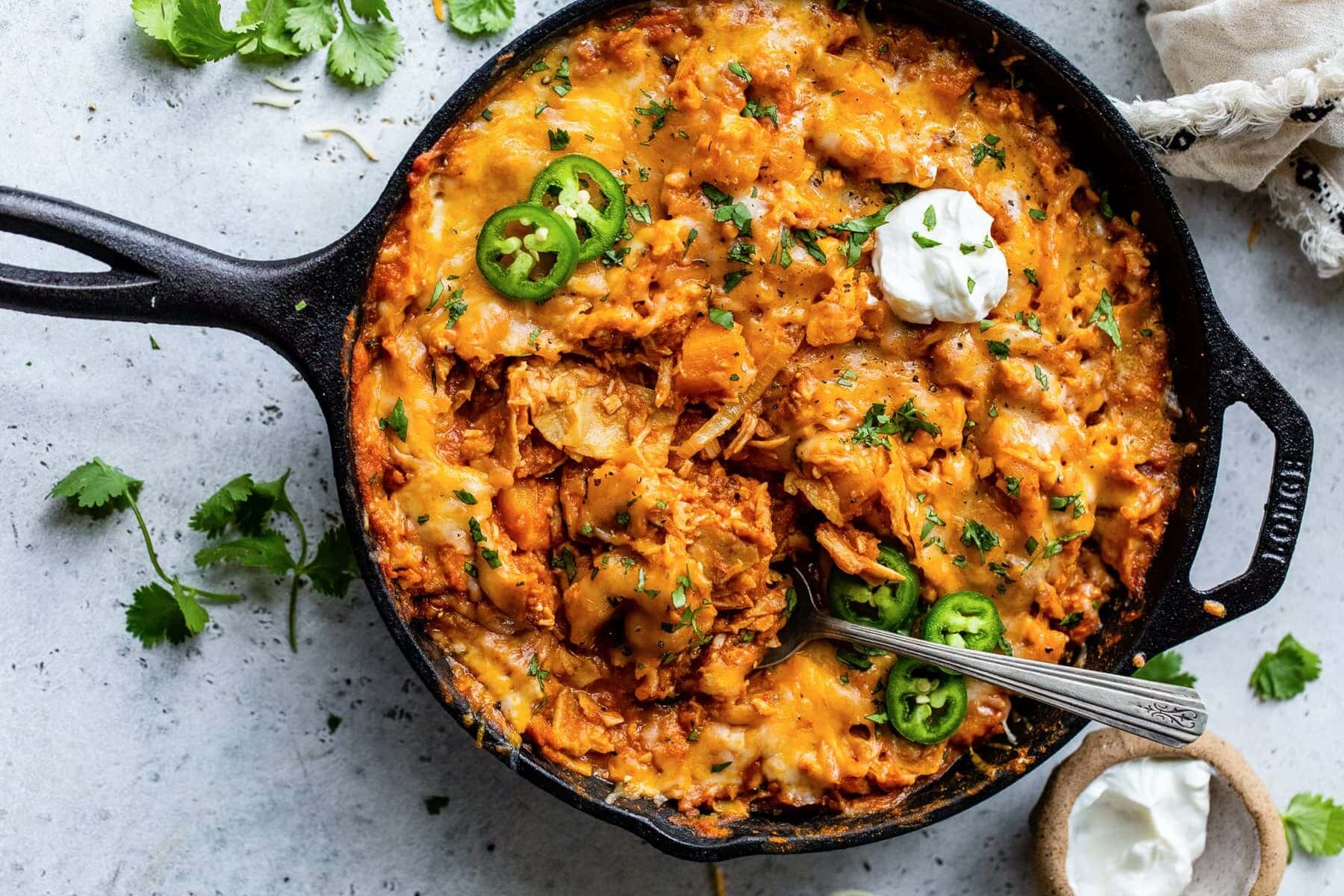 Leftover Turkey Enchiladas Skillet