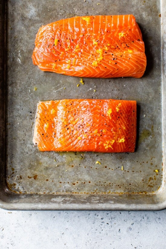 place Steelhead Trout on a sheet pan