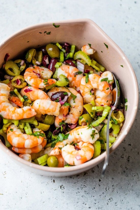 Italian Shrimp Salad in a bowl