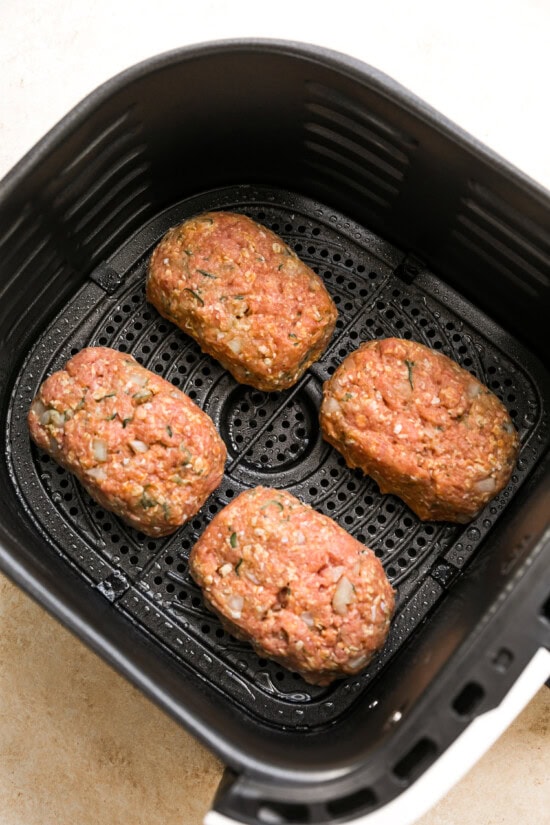 form meat into loaves and place in air fryer basket