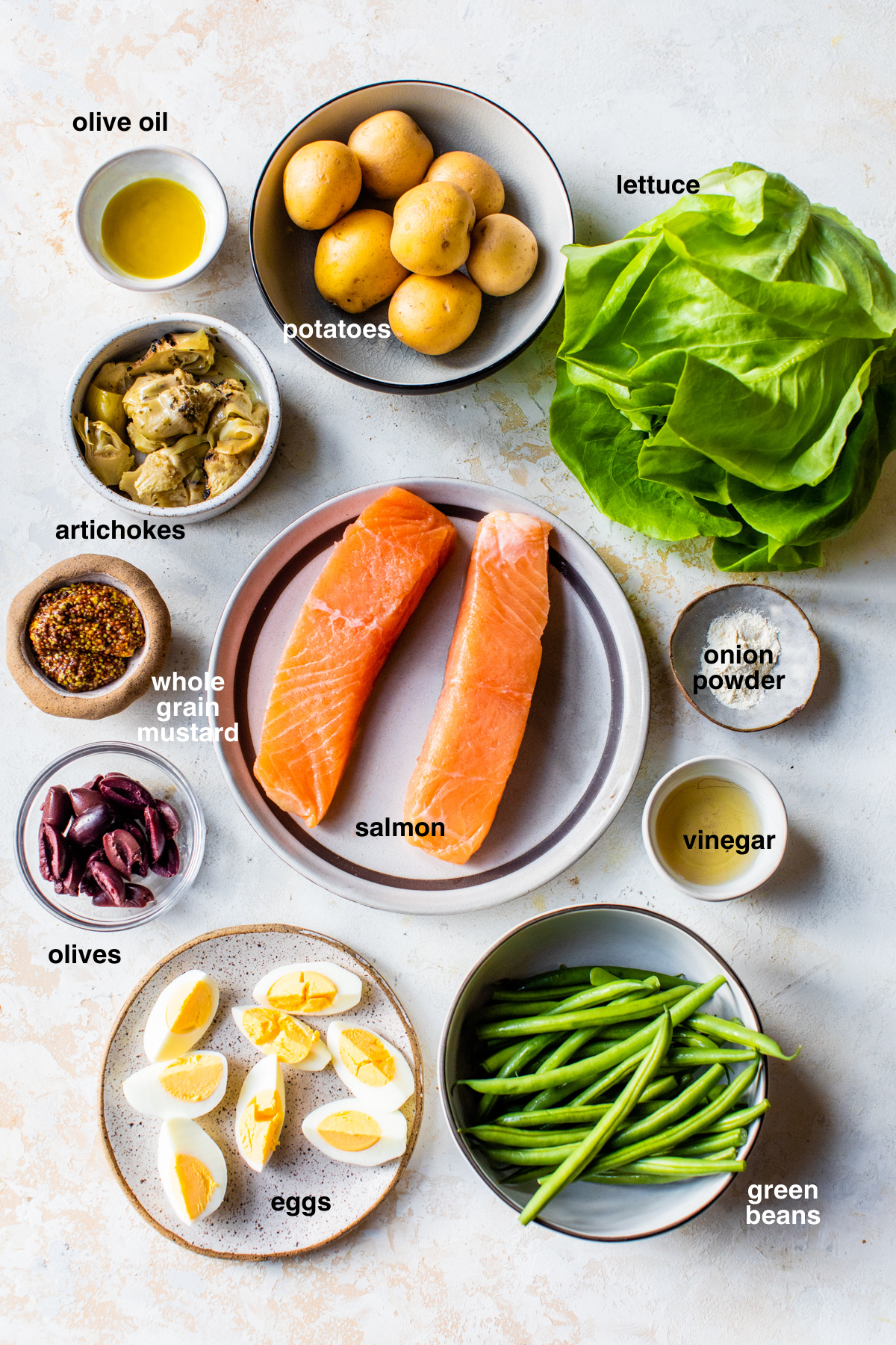 Salmon salad ingredients