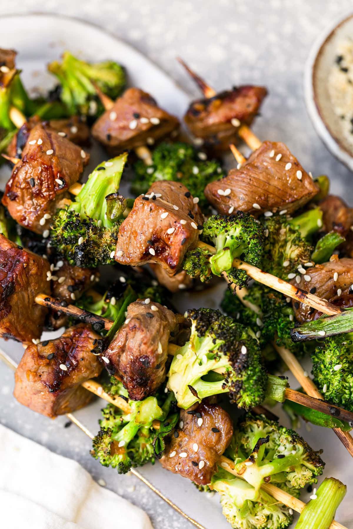 Soy-Marinated Beef and Broccoli Skewers