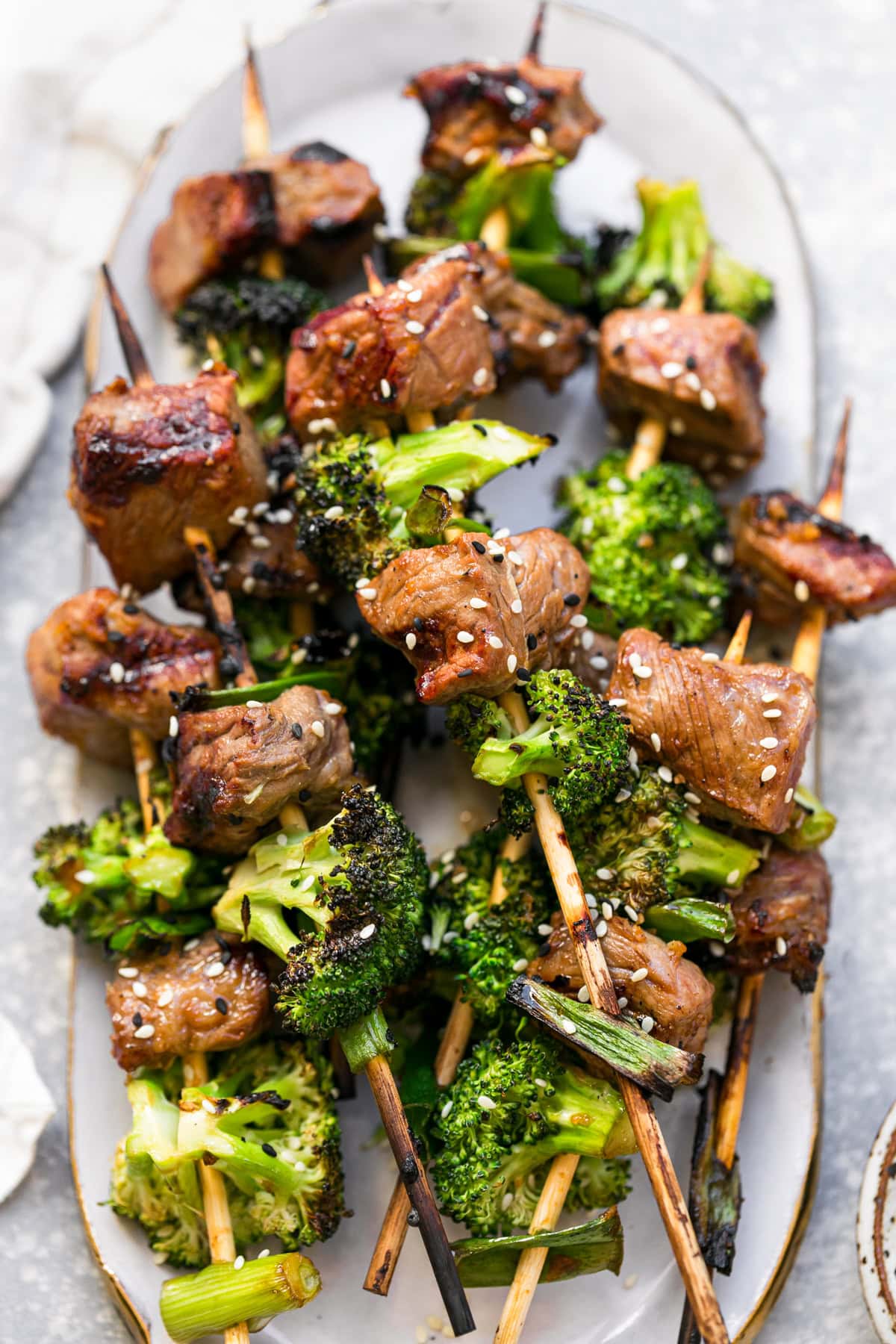 Soy-Marinated Beef and Broccoli Skewers