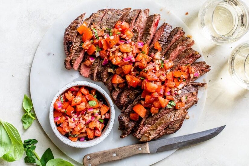 Flank Steak With Tomatoes, Red Onion and Balsamic