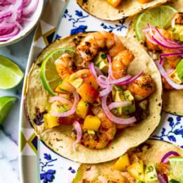 Grilled Shrimp Tacos with Peach Salsa
