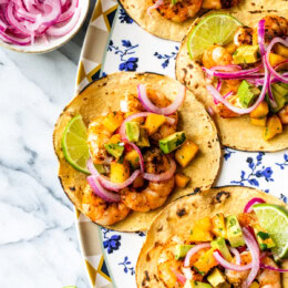 Grilled Shrimp Tacos with Peach Salsa