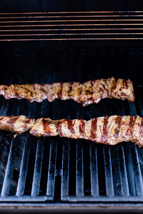 skirt steak on the grill