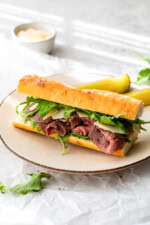 Roast Beef Sandwich with Arugula and Shaved Parmesan