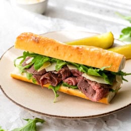 Roast Beef Sandwich with Arugula and Shaved Parmesan