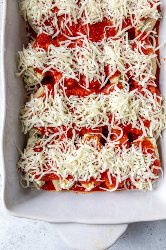 Top with marinara sauce and mozzarella cheese.