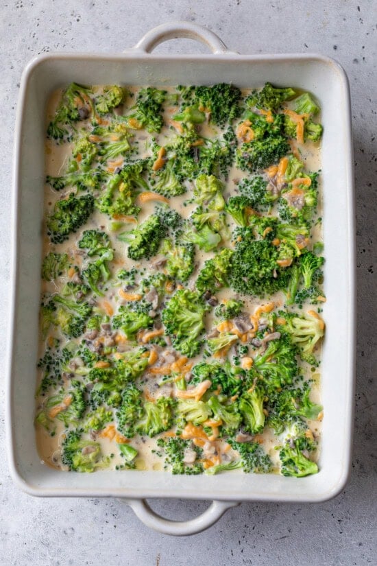 Pour it into the baking dish.