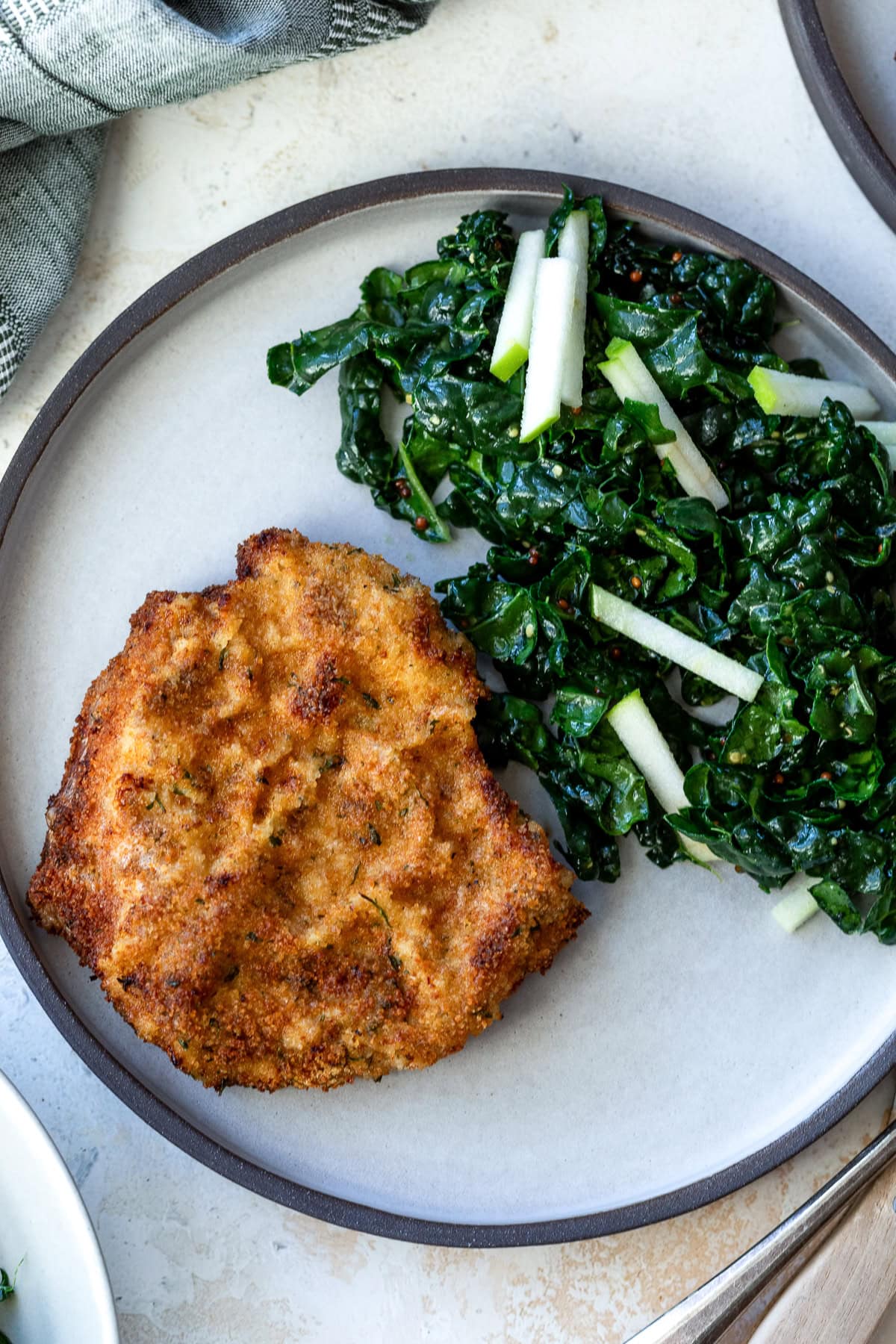 Pork Milanese with Kale and Apple Salad