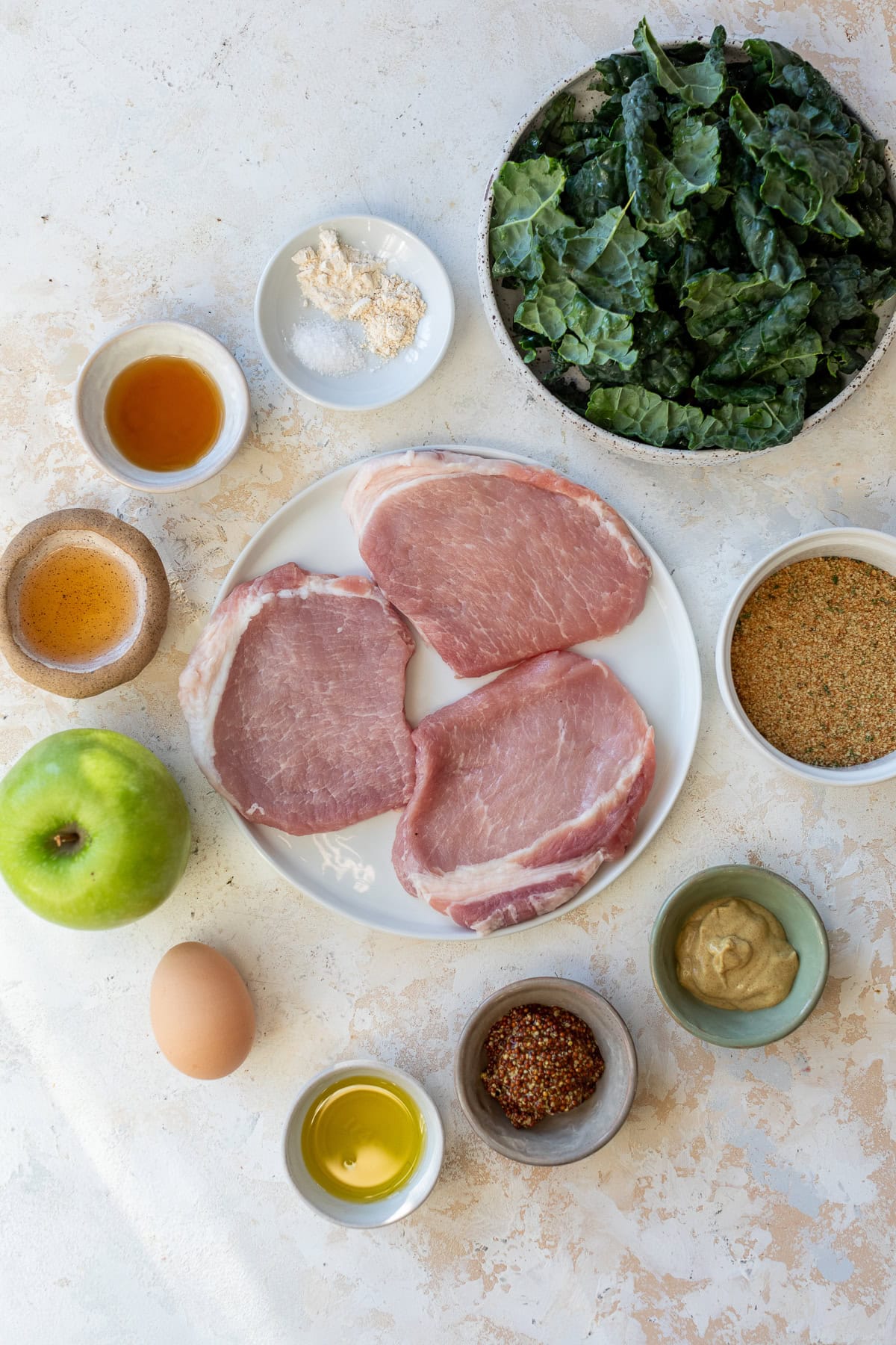 Ingredients for Pork Milanese with Kale and Apple Salad