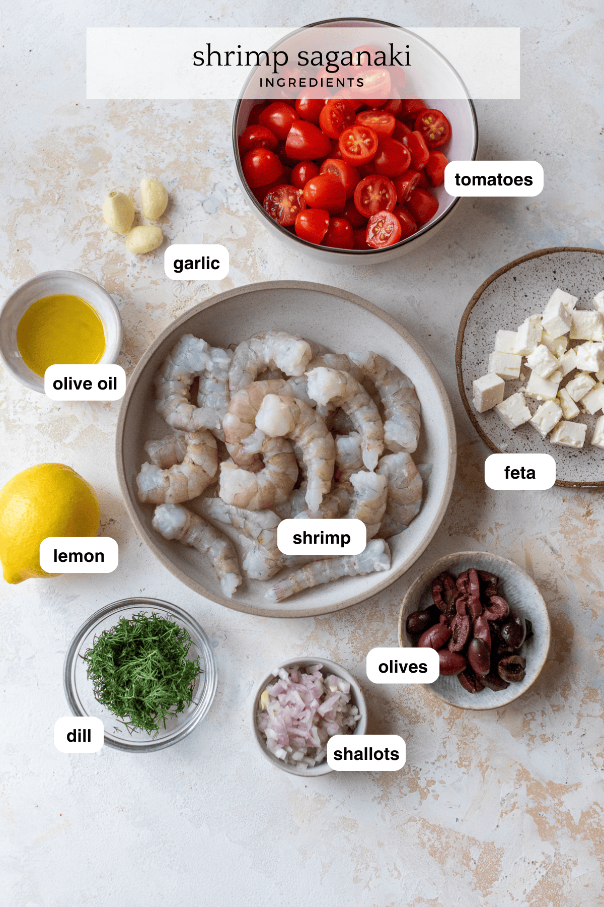 Shrimp Saganaki ingredients