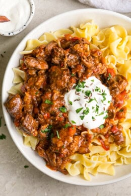Slow Cooker Hungarian Goulash with noodles