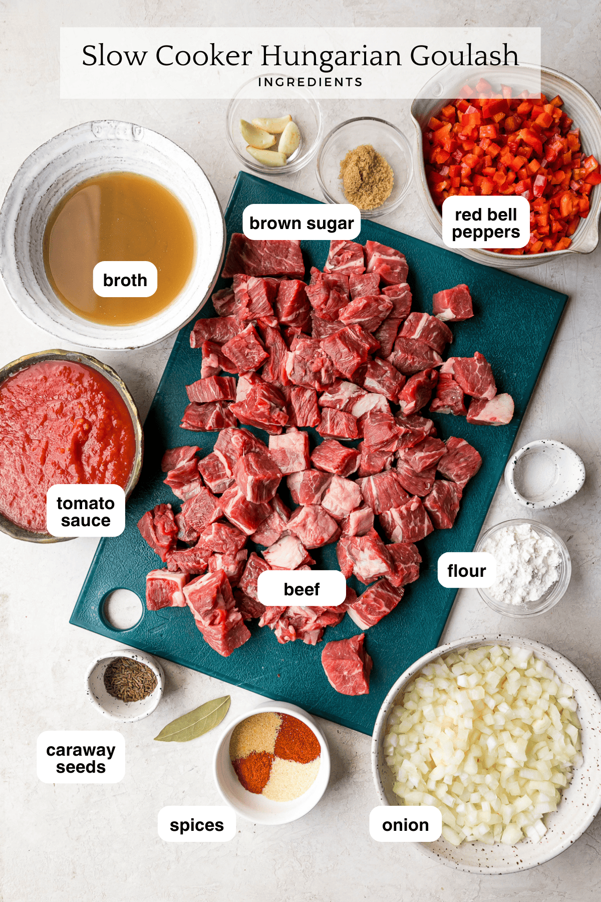 Hungarian Goulash ingredients