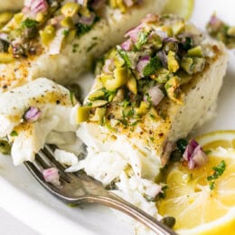 Pan Seared Fish with Olive Chimichurri
