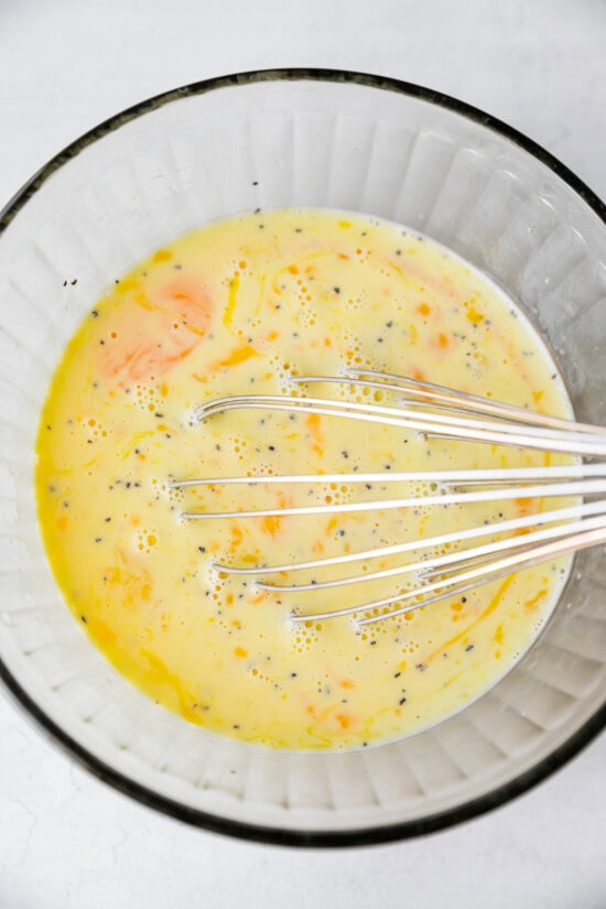 beat the eggs, milk and cream