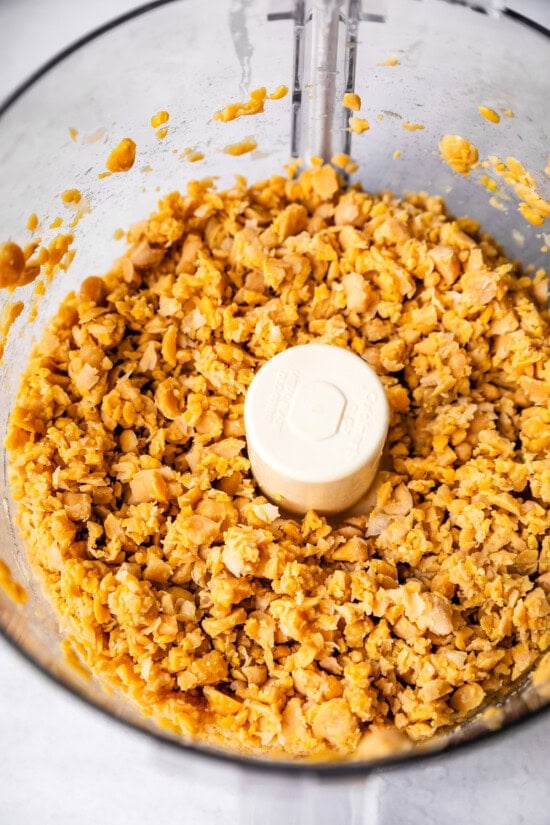 mash chickpeas in mini food processor