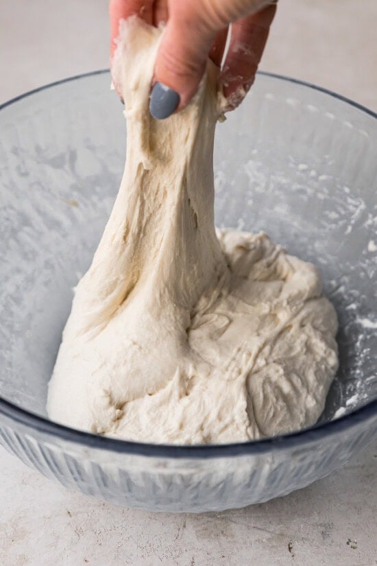 Stretches and folds.