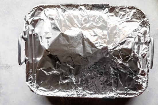 baking dish with foil