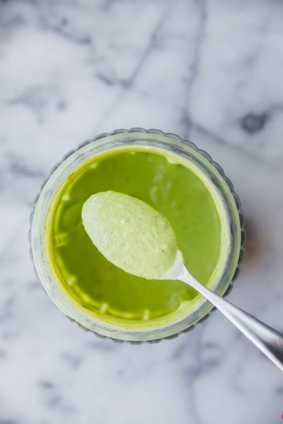 Make the basil feta dressing