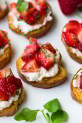 Strawberry Crostini with mint