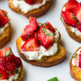 Strawberry Crostini with mint