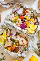 Greek Shrimp in Foil Packets