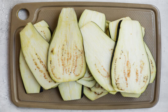 Slice the eggplant into planks