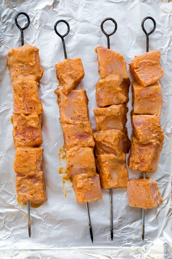 Thai Red Curry Swordfish Kabobs