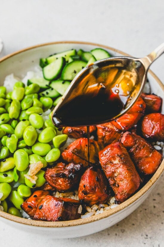 Pour glaze over salmon