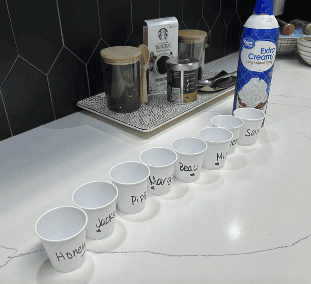 pup cups for our dog sitting clients