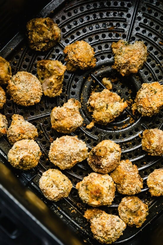 Air fry mushrooms 375°F 8 to 10 minutes