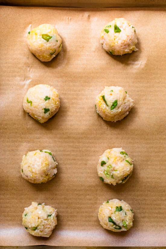 Roll into meatballs and place on a baking sheet