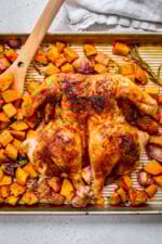 Spatchcock Chicken with Sweet Potatoes