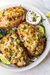 Southwest Stuffed Sweet Potatoes with Ground Turkey