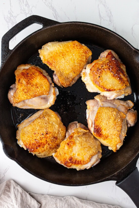 Brown the chicken skin