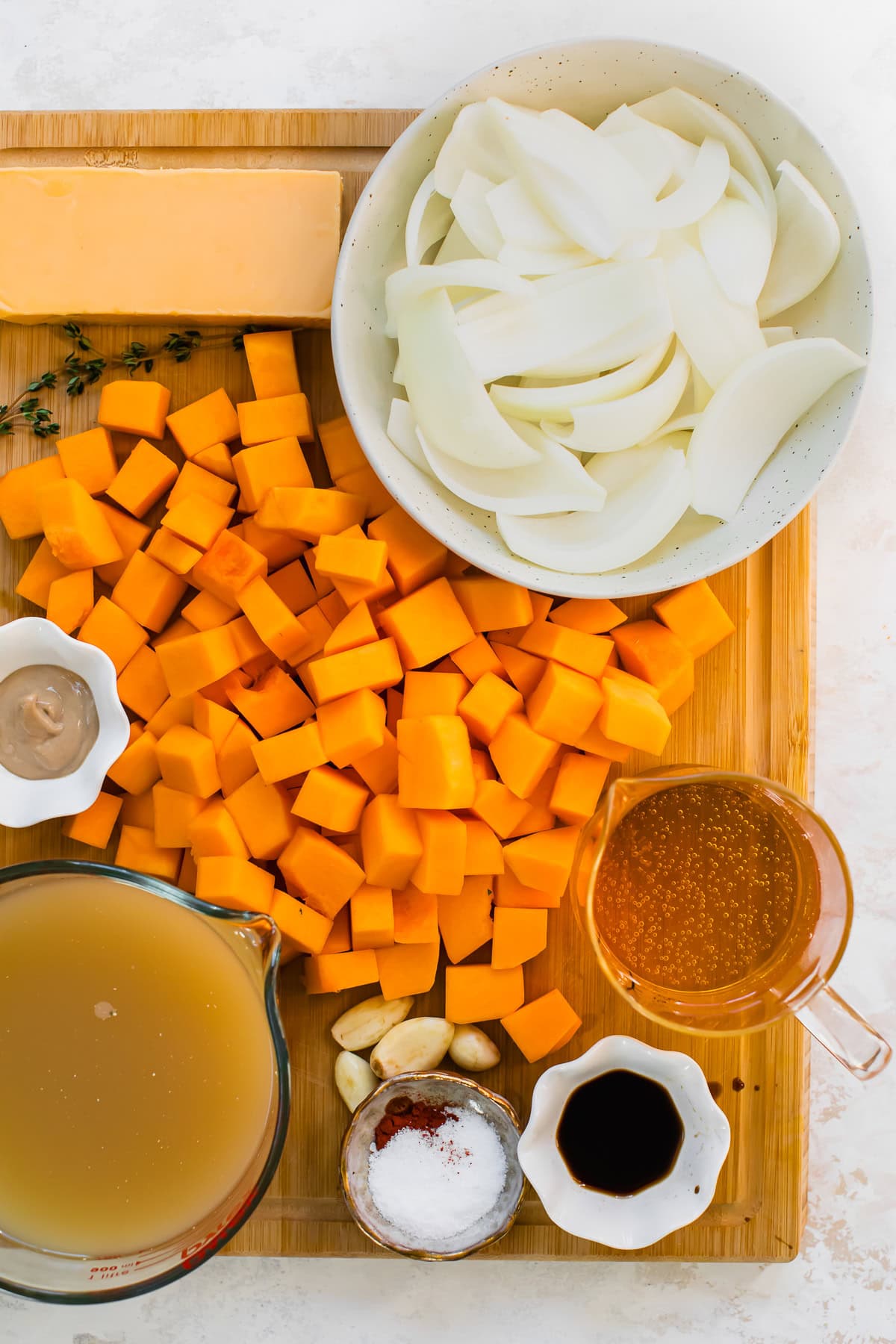 Butternut Squash and soup ingredients