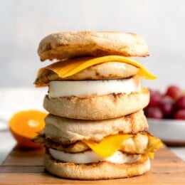 Stack of two copycat Chick-fil-A egg white grill sandwiches.
