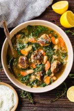 Tuscan White Bean Soup with Meatballs
