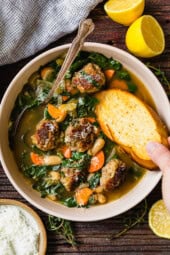 Tuscan White Bean Soup with Meatballs