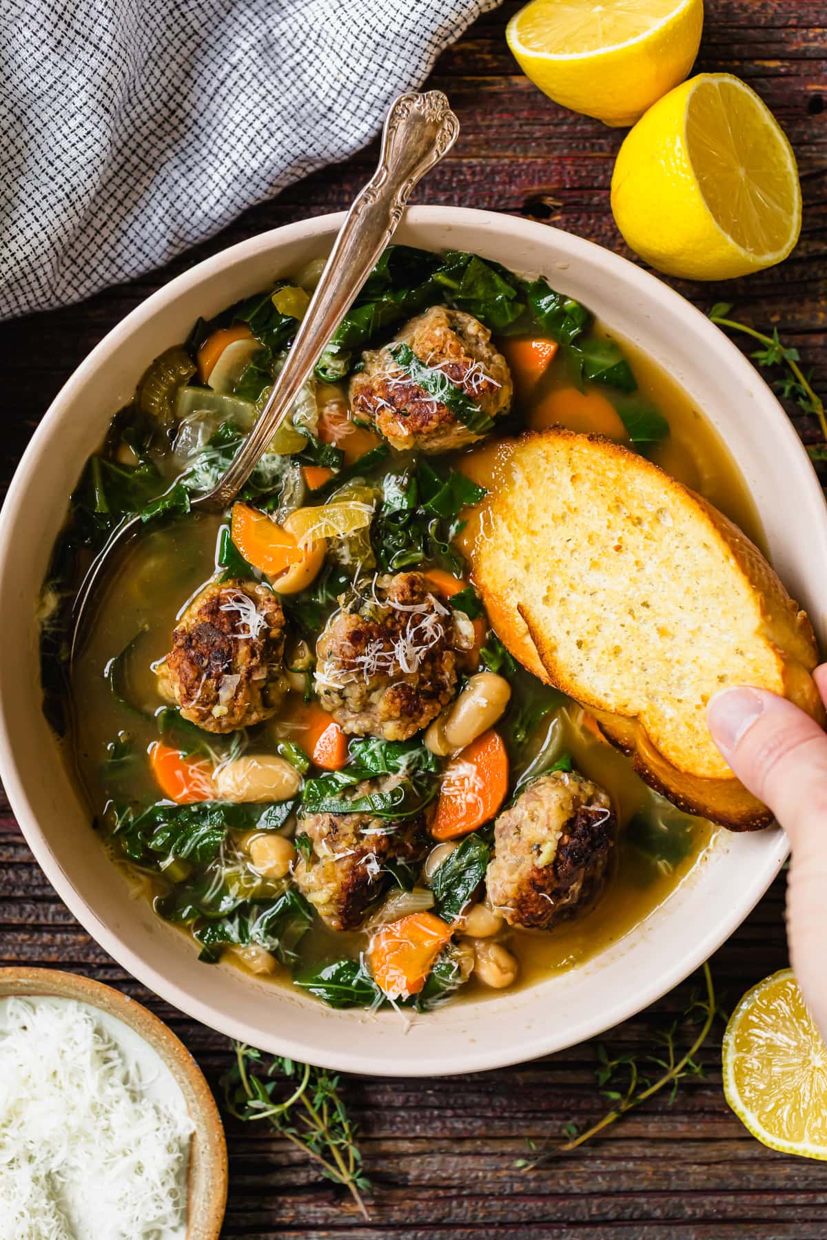 Tuscan White Bean Soup with Meatballs